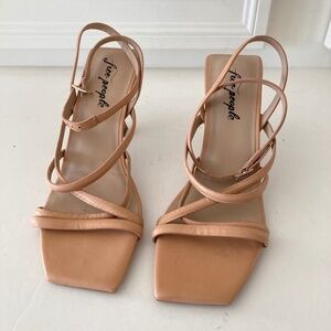 NWOT Free People Faye Strappy Taupe Leather Strappy Heels Sz 41